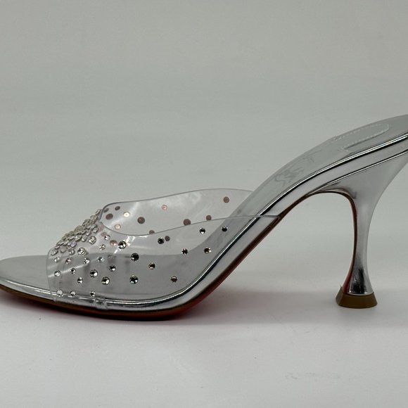 Christian Louboutin DEGRAMULE STRASS 85 Crystal Mules Sandals Heels Shoes - Picture 4 of 15